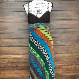 Festival Print Spaghetti Strap V Neck Dress